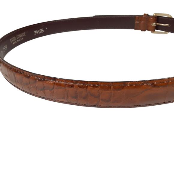 Vintage Gator Croco Leather Belt Cowhide Chestnut Brown Western Cowgirl Women 34 main image 7